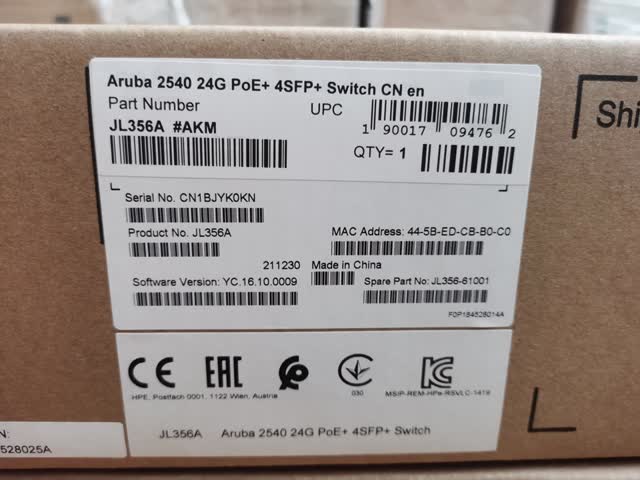 JL356A   	 Aruba 2540 24G PoE+ 4SFP+ Switch
