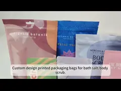  Eco-Friendly Ziplock Bag with Handle Flat Bottom Pouch Zipper for Bath Salt Body Scrub Shampoo Packaging Plastic Bags