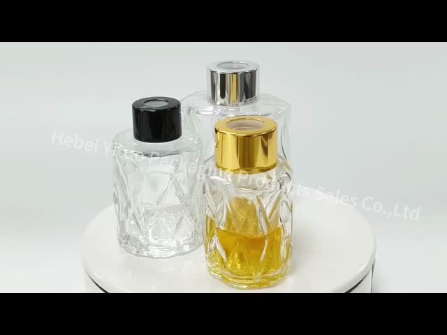 Transparent Embossment Glass Bulk Reed Diffuser Bottles Fragrance