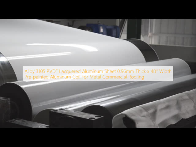 Alloy 3105 PVDF Lacquered Aluminum Sheet 0.96mm Thick x 48'' Width Pre-painted Aluminum Coil For Metal Commercial Roofing