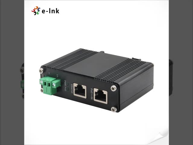 Industrial 10/100/1000Mbps 802.3bt PoE++ Splitter Output Voltage 24VDC Supports DIN-Rail & Wall-mount installation