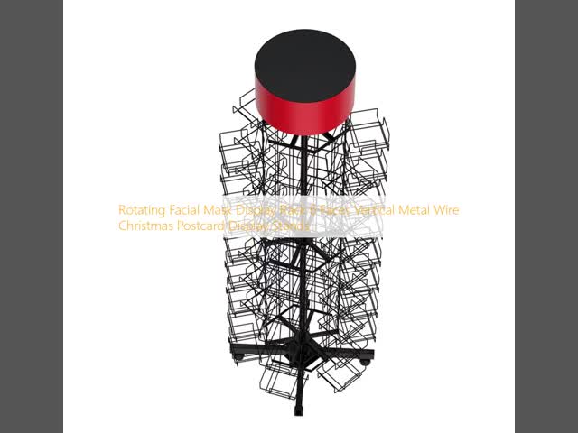 Rotating Facial Mask Display Rack 6 Faces Vertical Metal Wire Christmas Postcard Display Stands