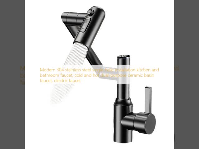 Modern 304 stainless steel single-hole installation kitchen and bathroom faucet, cold and hot dual-purpose ceramic basin faucet, electric faucet