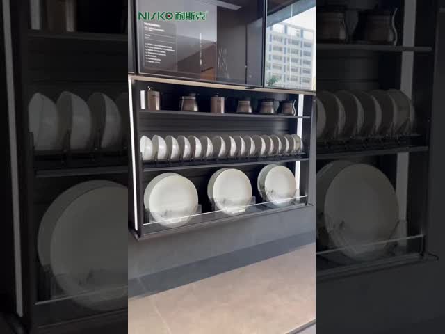 Electric Lift Wine Bottle Wall Mount Storage Basket for Kitchen Utensils