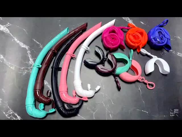 Soft Silicone Foldable Swim Training Snorkel Lightweight Freediving Snorkel Mask