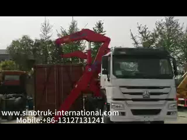 20ft Truck Mounted Crane Side Loader Sidelifter , Container Self Loading Sinotruk video