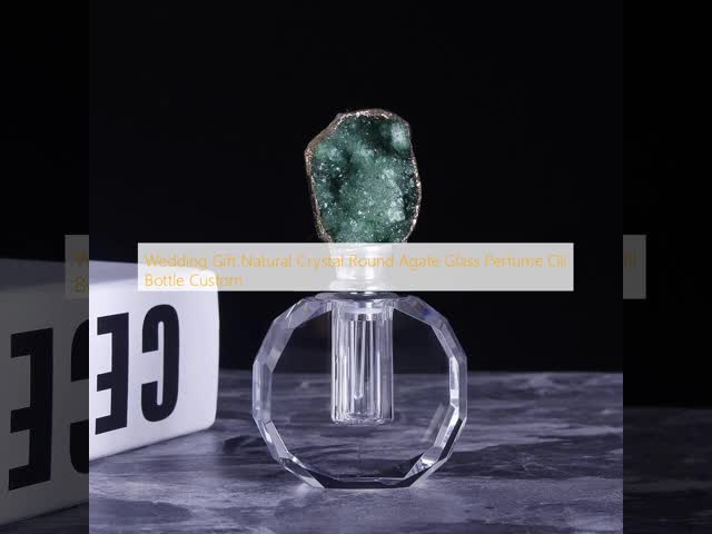 60*82mm Laser Engraved Crystal Perfume Bottle with Agata Stone Lids for Essential Oils and Attar