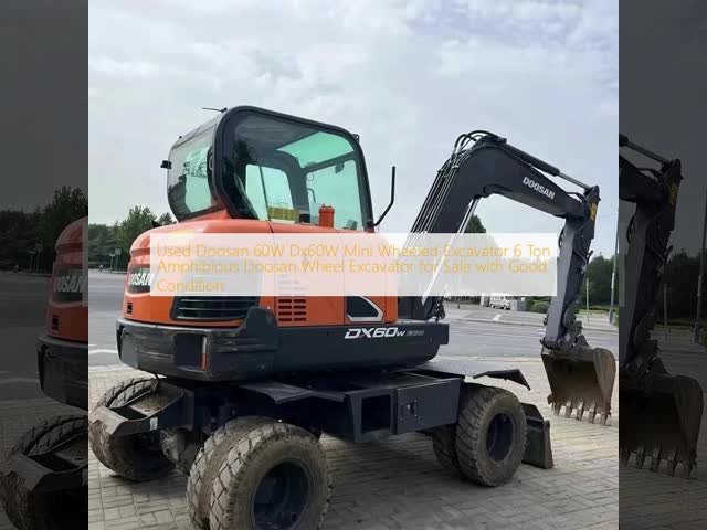 Used Doosan 60W Dx60W Mini Wheeled Excavator 6 Ton Amphibious Doosan Wheel Excavator for Sale with Good Condition