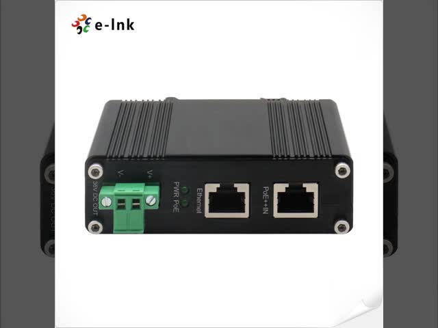 Industrial 10/100/1000Mbps 802.3bt PoE++ Splitter Output Voltage 36VDC with Short-circuit protection for power output