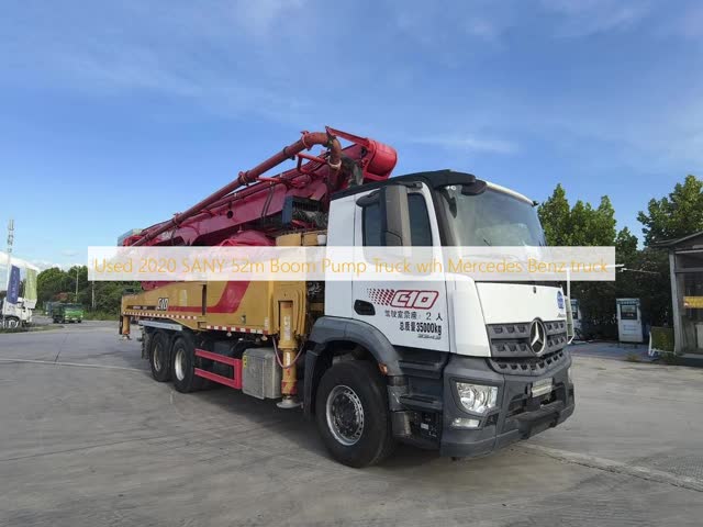 Pompes à béton d'occasion 2021 SANY 51m 51m camion de pompe à béton vidéo