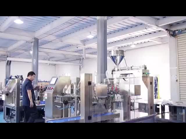 Automatic Rotary Packing Machine Weighing Machine with PLC Control and Stainless Steel Construction for 40-70bags/min Premade Bag Packaging