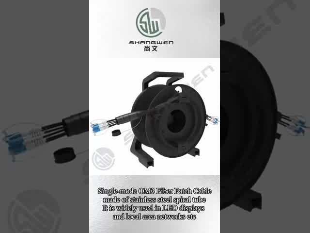 Outdoor Networking 50M Length Singlemode TPU Waterproof Fiber Optic Cable Drum Reel with LC-LC Connectors OM2/OM3/OM4