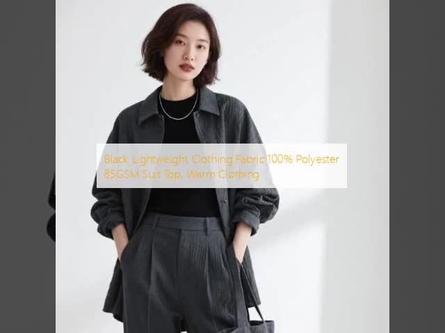 Black Lightweight Clothing Fabric 100% Polyester Lightweight Apparel Fabric 85GSM