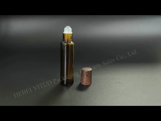 Cylinder Amber Glass Roll On Bottles For Essential Oils 10ml 20ml 30ml 50ml