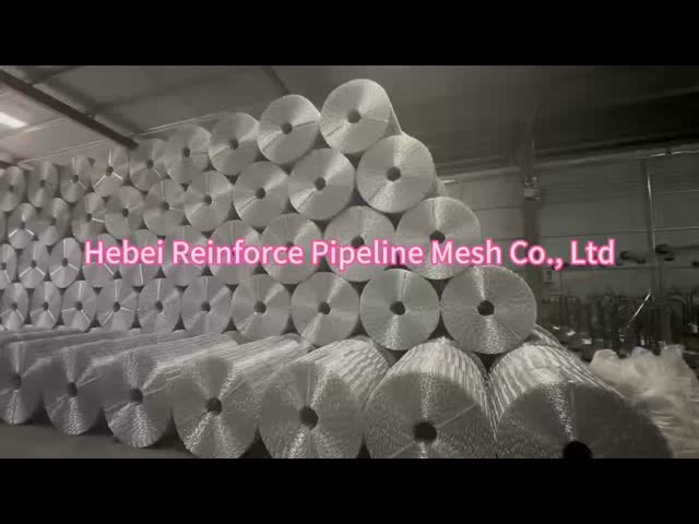6 Rolls Galvanized Pipeline Mesh 25.4mm x 67mm Aperture for Offshore Oil