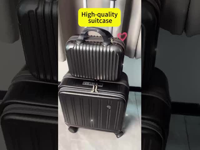2-piece set ABS hard shell luggage 18-inch carry-on luggage Wet and Dry Separation TSA lock spinner wheel suitcase ,USB -charging multi-functional front opening cup holder trolley case laptop bag