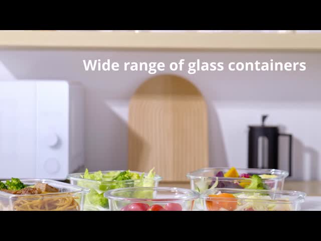 IKOO 4-Lock Oven Safe and Microwave Safe Glass Food Storage Container with High Borosilicate Glass