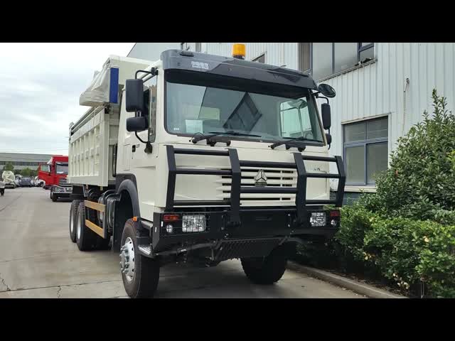 371HP White HOWO 6*6 All-Wheel Drive Dump Truck with Ghost-Face Cab video