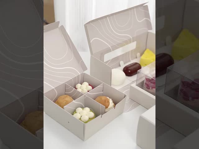 Pastry Grid Box Set Cell Dessert Packaging System Premium Kraft Paper Transparent Window Design Bakery Display Boxes