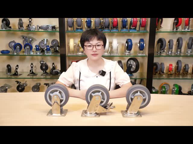 4/5/6/8 Inch Swivel Red Pu Wheels Stainless Steel Customized Heavy Duty 360 Degree Castor Wheel with Lock