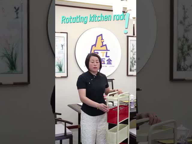 White Silent Pulley All Metal Fridge Side Storage Rack  Small Footprint And Large Space