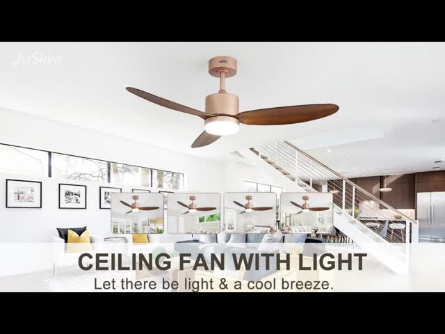 52 Inches Rose Gold Finish Decorative Ceiling Fan with Light and DC Motor