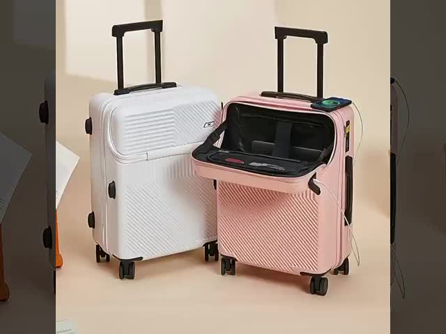 Front-Opening Multi-Functional Luggage New Pull-Along Suitcase with Multi-Directional Wheels Combination Lock Travel Case Leather Suitcase for Men and Women abs hard shell luggage