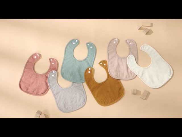 6-Pack Muslin Baby Bibs for Unisex Boys Girls, Cotton Baby Drooling and Teething Bibs