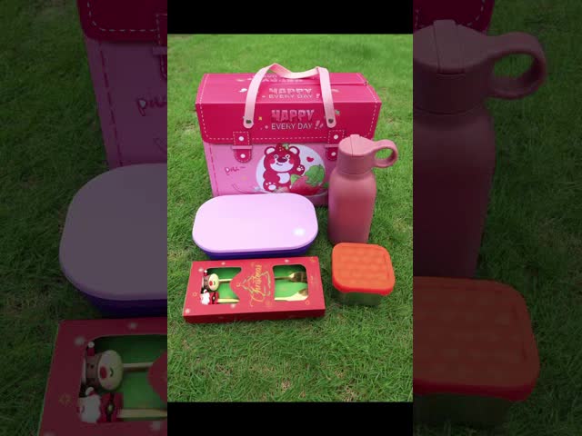 Premium Stainless Steel & Silicone Lunch Set For Kids And Families – 4-in-1 Combo With Bento Box, Bottle, Snack Cup, And Animal Cutlery Wholesale