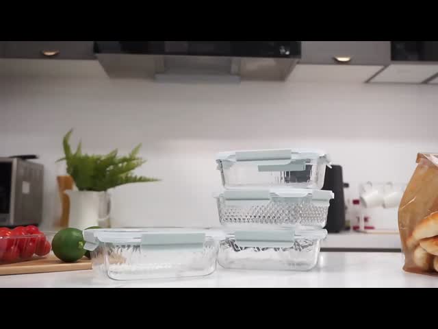 IKOO Microwave Oven and Freezer Safe Borosilicate Glass Food Container with Airtight PP Lid