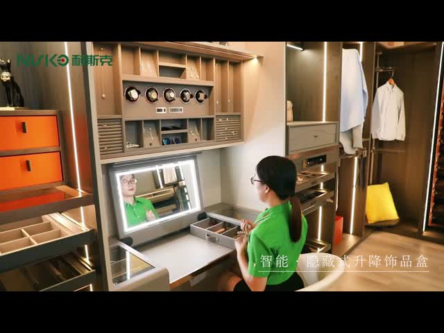 Wardrobe Jewelry Display Box Electric Lift Up With LED Light