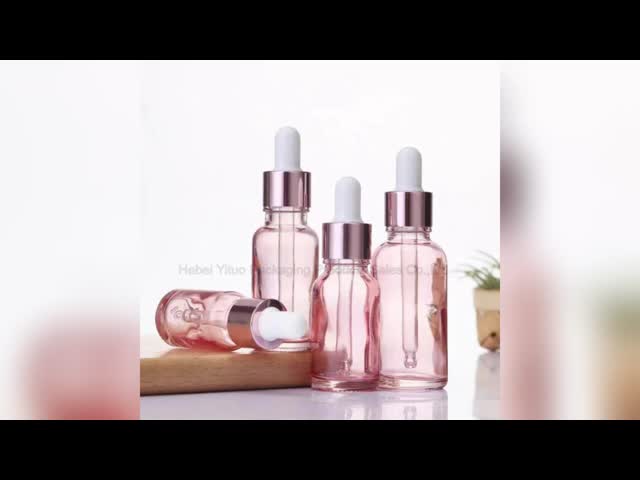 Pink Essential Oil Dropper Bottle 1oz Glass Round Shape For Cosmetics