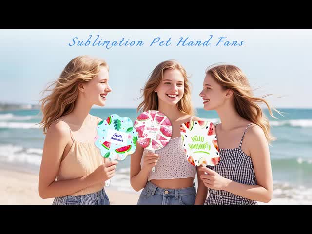 DIY Double-Sided Printed PET Plastic Sublimation Advertising Fan Promotional Gift Custom Hand Fans
