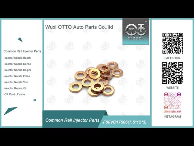 Diesel Injector Copper Washer F00VC17506 Model 7.5*15*3mm ISO9001 Certified Shim video