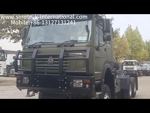 Sinotruk Howo Tractor Truck Lhd 10Wheels 430Hp 6 × 4 HW76 Green