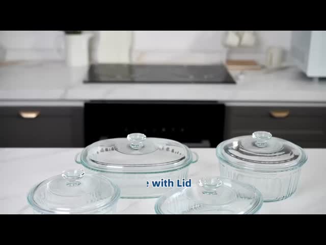 IKOO Lead-Free High Borosilicate Glass Casserole Dish with Lid - Oven & Microwave Safe Deep Baking Dish
