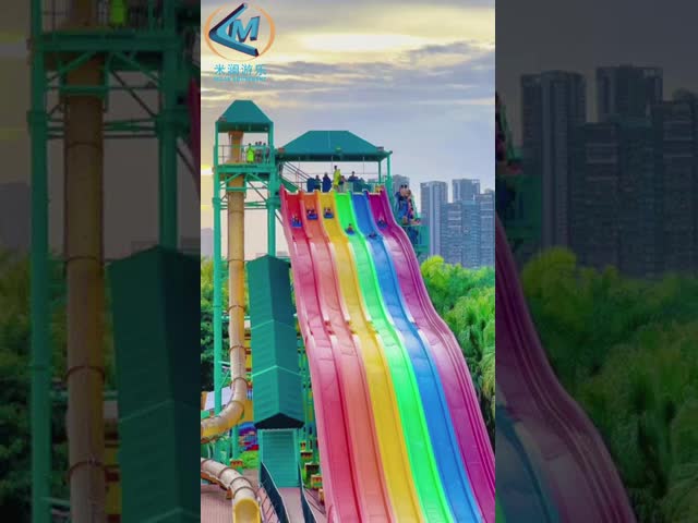 Public Use Water Rainbow Slide Commercail Multi Lines Anti Ultraviolet