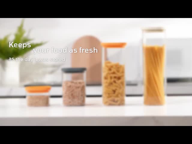 MOQ 3000 pcs IKOO Borosilicate Glass Canister with Tempered Lid - Stackable Food Storage
