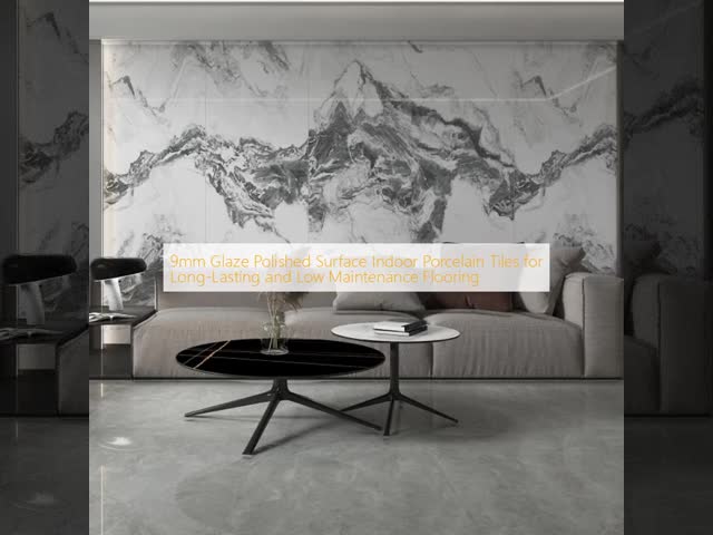 9mm Thickness Indoor Porcelain Tiles with Glossy Finish and Less Than 0.5% Water Absorption