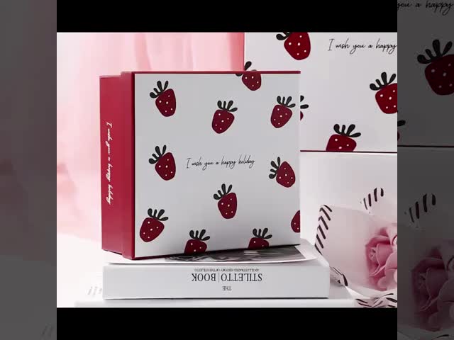 Strawberry Holiday Gift Box Bag Set Large Cosmetic Scarf Packaging Premium Cardboard