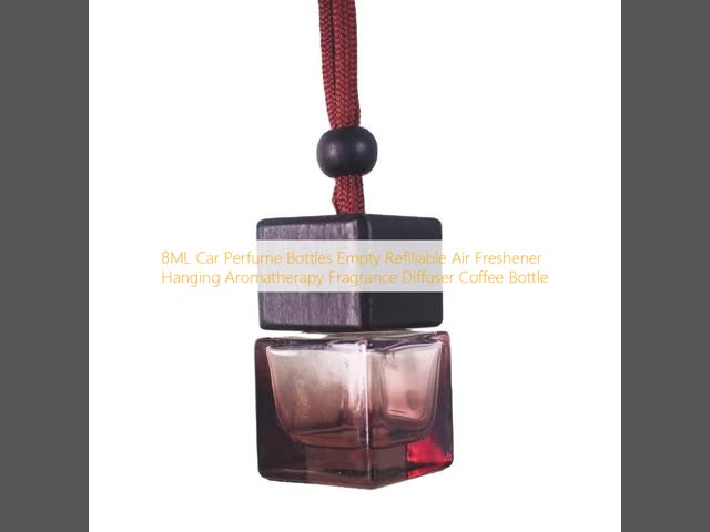 7ml New Color Hanging Fragrance Diffuser Car Pendant Perfume Square Wooden Cap With Coffee Brown Glass Bottle