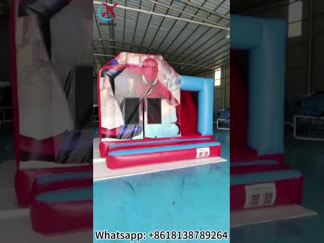 Commercial Inflatable Bouncy Castle With Slide Spiderman Bouncy Castle For Sale