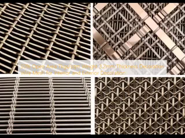50% Open Area 7kgs/sqm Weight 3.2mm Thickness Decoration Wire Mesh for Interior and Exterior Decoration