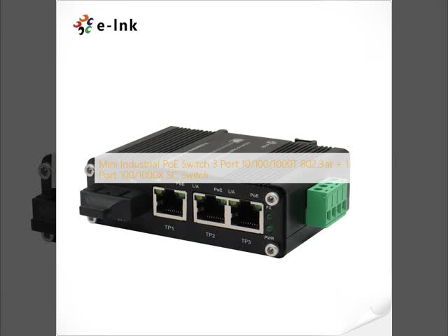 Mini Industrial PoE Switch 3 Port 10/100/1000T 802.3at + 1 Port 100/1000X SC Switch