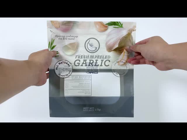 Custom PET/CPP Fresh Vegetable Packaging Bags Bopp Garlic Plastic Bags With Transparent Window