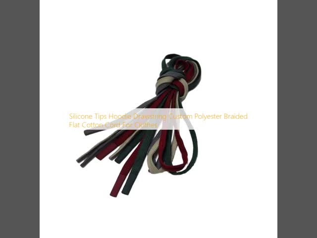 Silicone Tips Hoodie Drawstring Custom Polyester Braided Flat Cotton Cord For Clothes