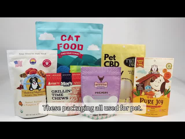 Eco-Friendly Reusable Stand-Up Pouch with 50-200microns Thickness for Pet Food Packaging