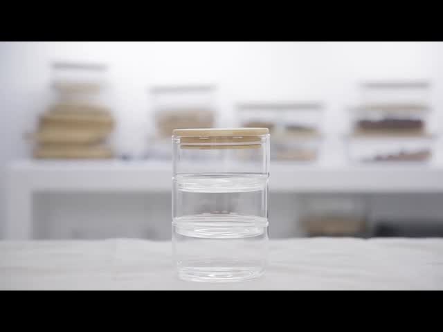 Stackable High Borosilicate Glass Canister with Bamboo Lid for Kitchen Storage 350ml Capacity