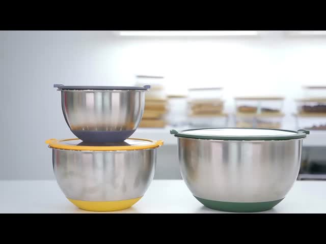 IKOO Stainless Steel Nesting Salad Bowls with Visible Lids Non-Toxic & Heavy Duty, Airtight & Easy Clean