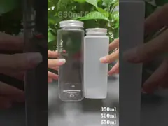 Wholesale Square Beverage Milk Juice Tea Drink Plastic Bottle with Lid